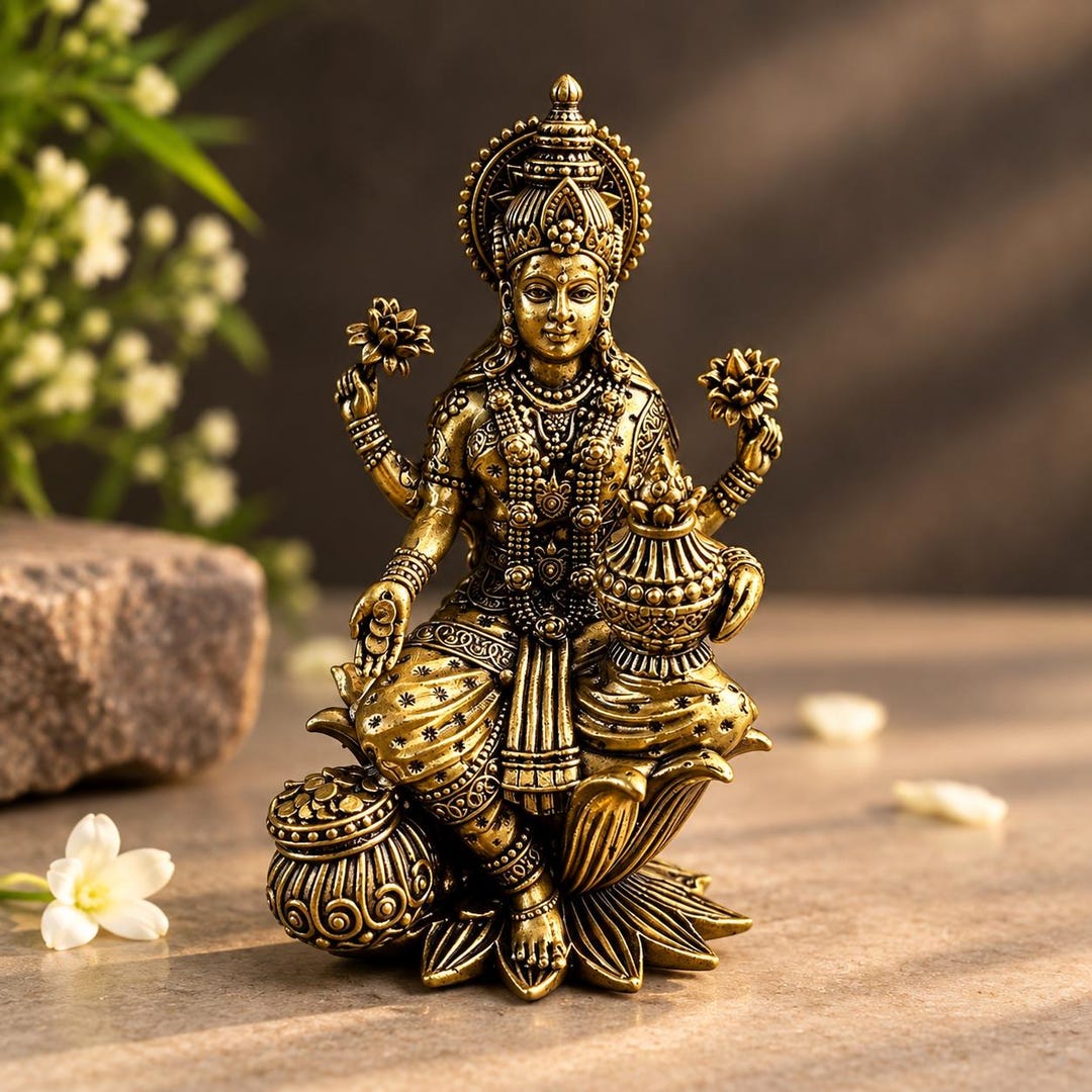 Laxmi Maa Brass Statue for Pooja | Goddess Lakshmi Idol for Home