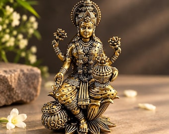 Laxmi Maa Brass Statue for Pooja | Goddess Lakshmi Idol for Home