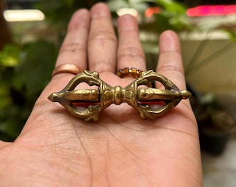 Vintage Brass Vajra Buddhist Ritual Object Tibetan Thunderbolt & Diamond Symbol Spiritual Home Desk Decor Unique Zen Gift Idea