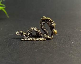 Brass Dragon Statue: Feng Shui Home Office Decor