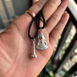 Hanuman JI & Gada Pendant Necklace: Hindu God Jewelry