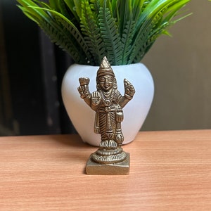 Lord Vishnu Brass Statue Hindu God Idol for Home Temple Pooja Room Spiritual Decor Religious Gift Antique Finish Vishnu Murti