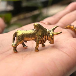 Bull Figurine Decorative Bull Brass Bull Bison Sculpture Abstract Ornament Housewarming Gift Gold Bull Statue