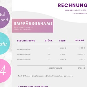 Invoice template for small businesses | Correct invoice German | Invoice templates Canva download | A 4