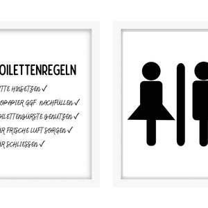 Toilet Rules Poster Set of 2 A4, Bathroom Rules, Loo Rules, Bathroom Posters