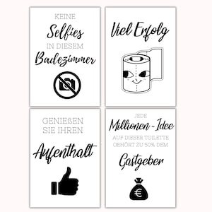 Set of 4 funny bathroom toilet sayings | Bathroom Toilet Quotes - Deco Image | A4 Instant Download