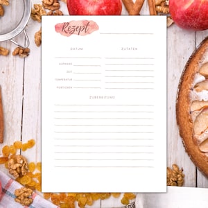 Recipe template for printing and labeling | Template for recipes PDF A4 | Recipe Book Template Direct Download
