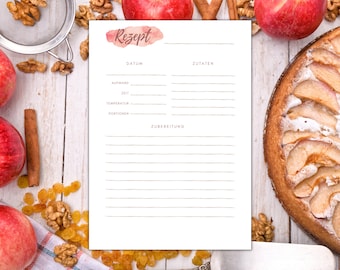 Recipe template for printing and labeling | Template for recipes PDF A4 | Recipe Book Template Direct Download