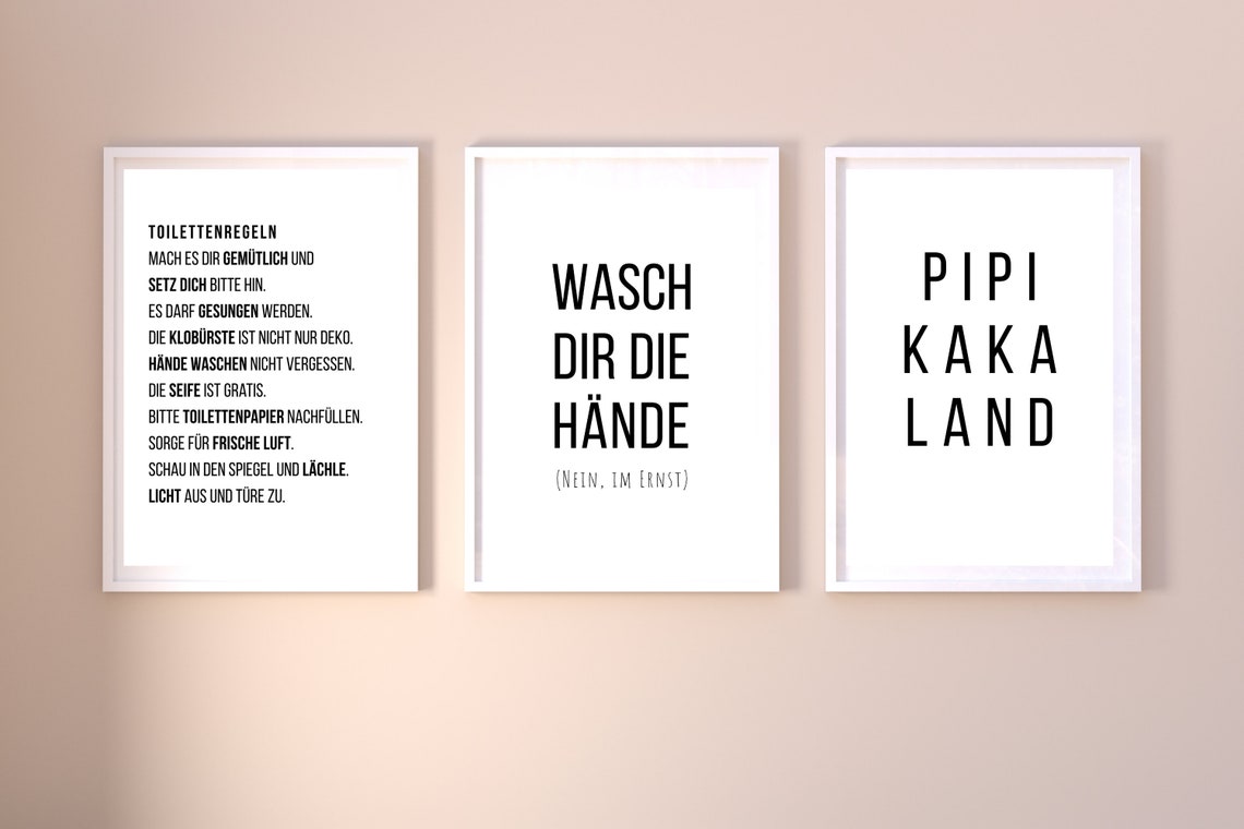 3erSet lustige Bad WC Sprüche Badezimmer Toilette Zitate Deko Bild