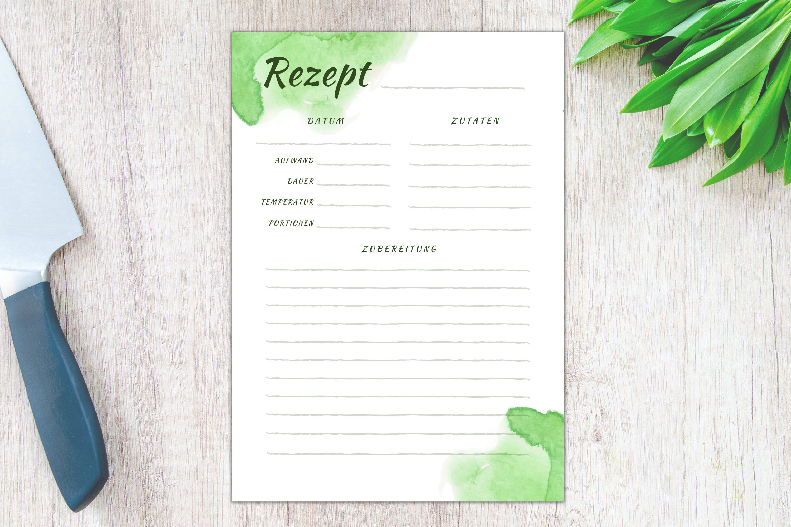 Rezeptvorlage zum Ausdrucken und Beschriften Vorlage für Rezepten PDF