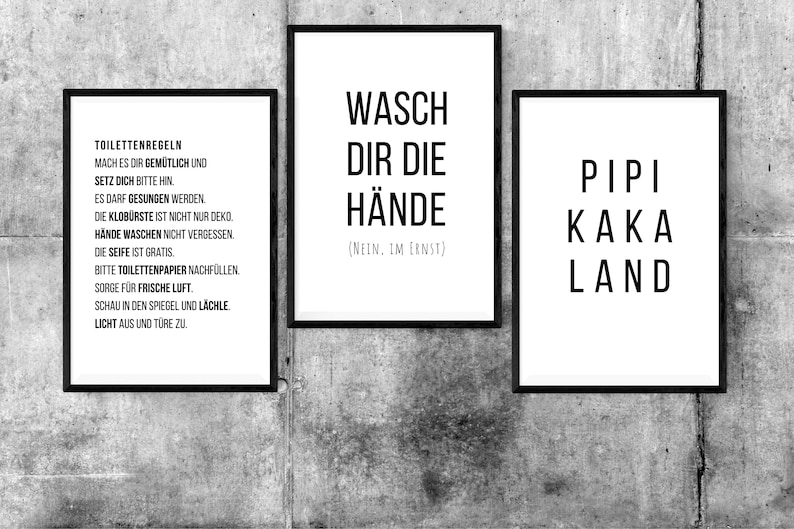 3erSet lustige Bad WC Sprüche Badezimmer Toilette Zitate Deko Bild