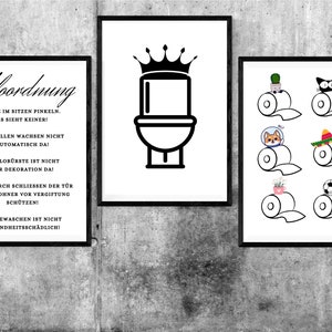 Bathroom decoration, 3 picture set toilet, funny guest toilet bathroom DIN A4 PDF download