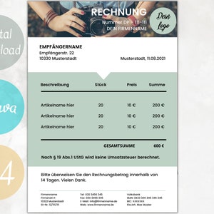 Invoice Photographer German | Invoice Template German Photographer, Small Business Owner | Canva Templates Invoice| PDF A4