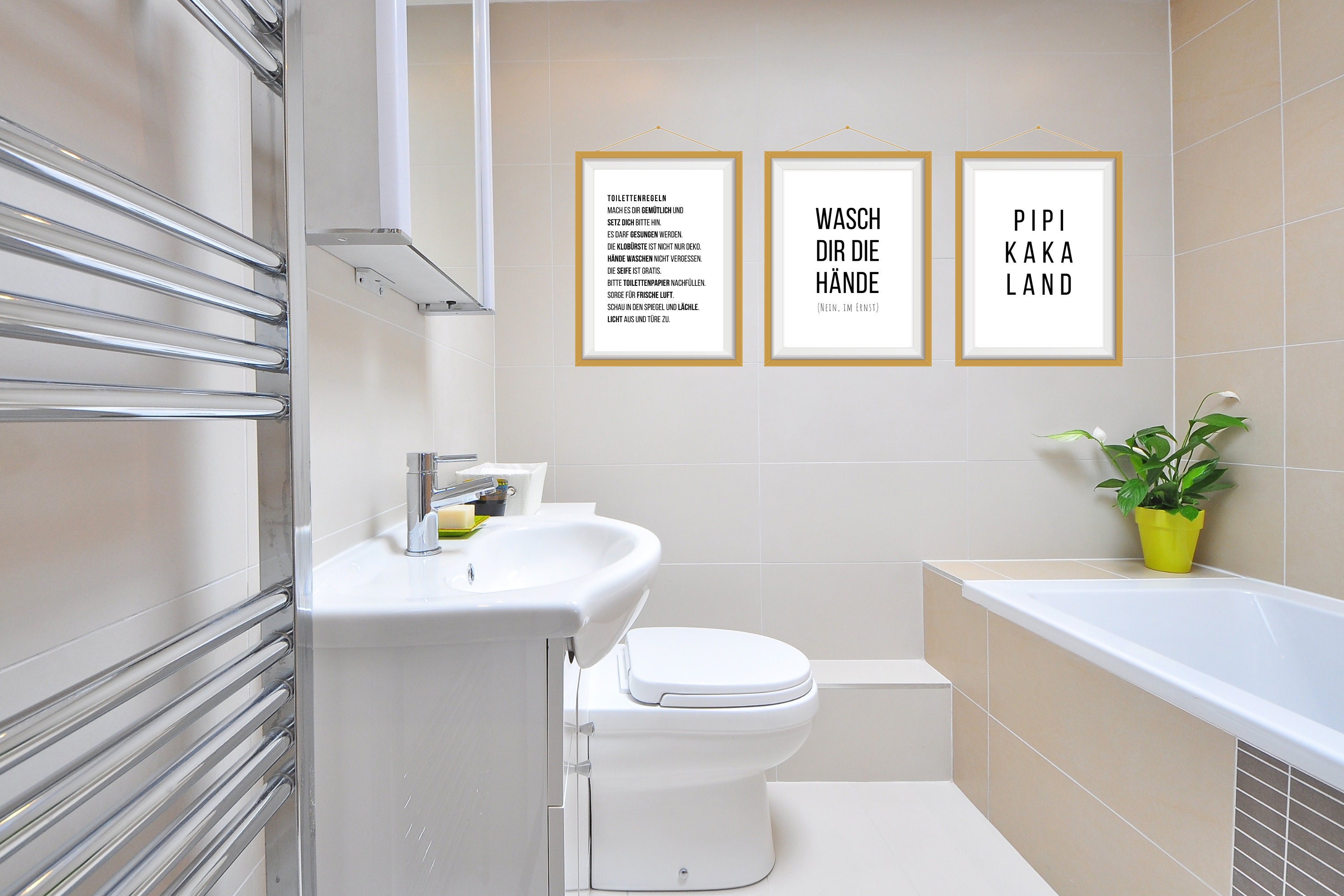 3erSet lustige Bad WC Sprüche Badezimmer Toilette Zitate Deko Bild