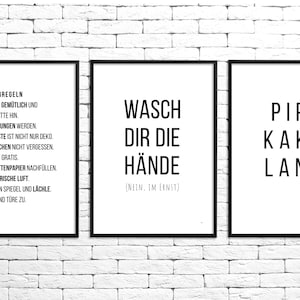 3erSet lustige Bad WC Sprüche Badezimmer Toilette Zitate Deko Bild