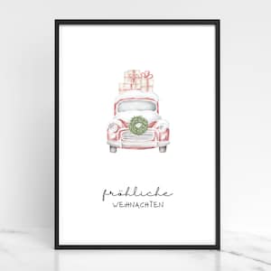Poster natalizio da stampare DIN A4, decorazione natalizia ad acquerello