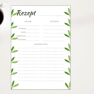 Printable Recipe Template, Easy Recipe Card, Instant Download Printable PDF A4