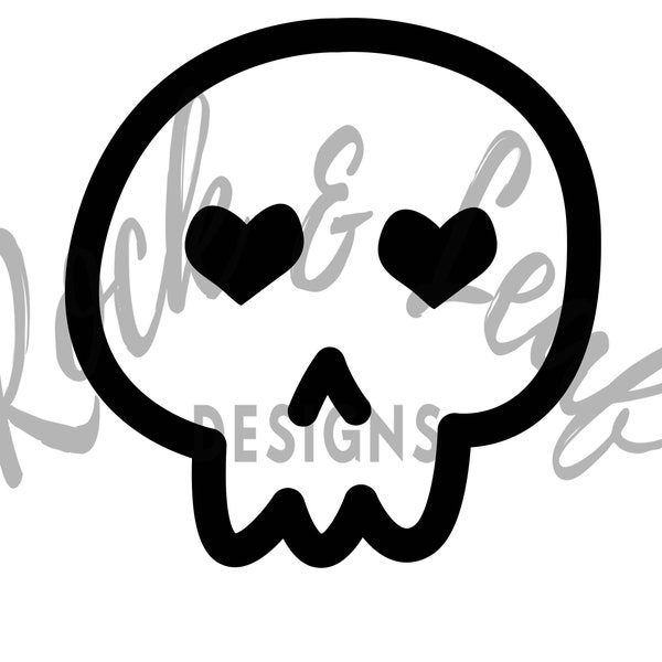 Heart Eye Doodle Skull SVG/PNG | Skull SVG | Heart Svg | Valentines Day Svg