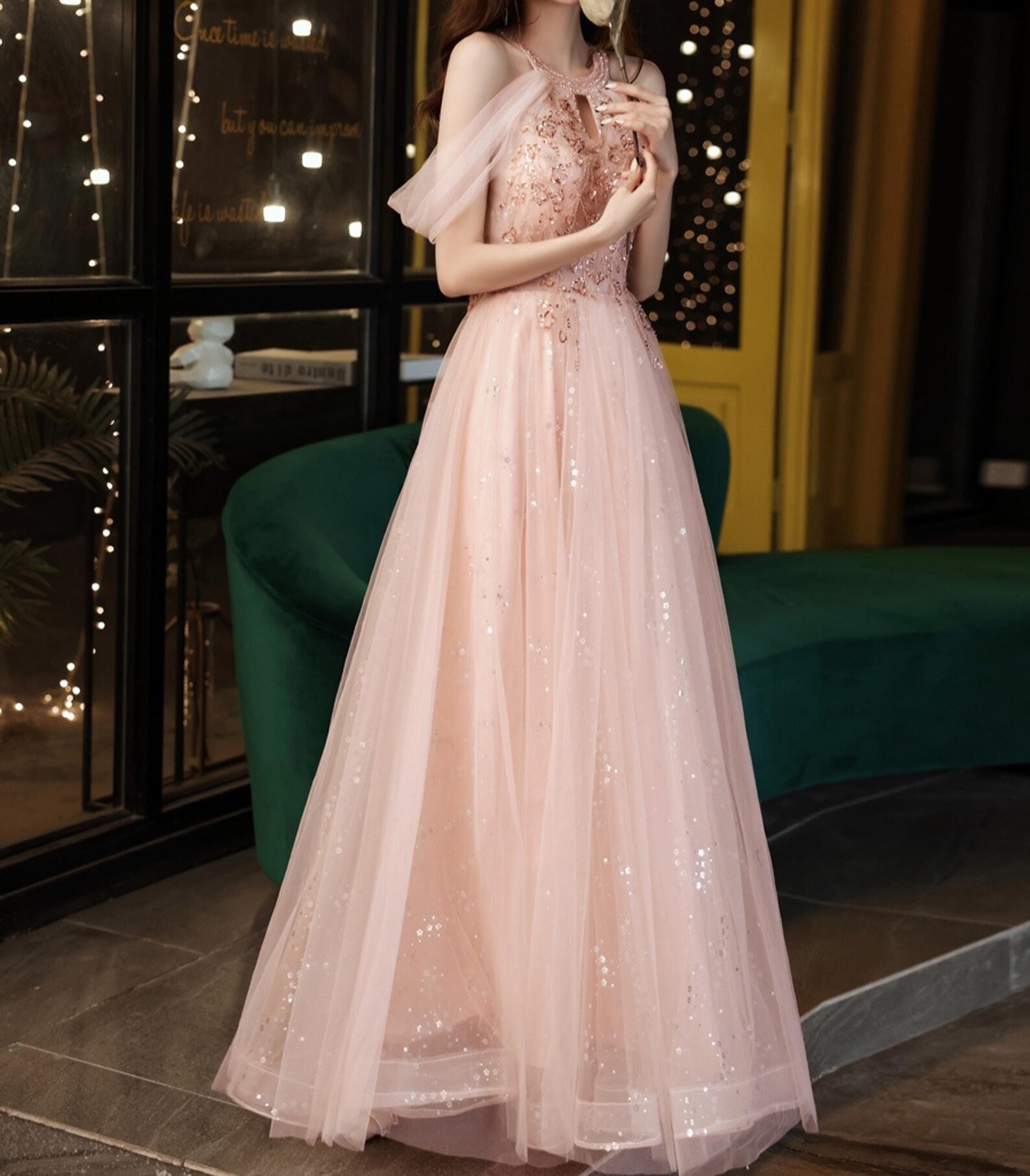 Halter Neck Elegant Romper Prom Dress main image 0