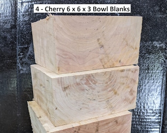 4 BLACK CHERRY 6 X 6 X 3 Bowl Turning Blanks Wood Lathe