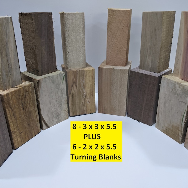 8 - VARIOUS 3 X 3 X 5.5-6  +++PLUS +++ 6 Pcs. 2 x 2 x 5.5-6 Spindle Turning Blanks Wood Lathe