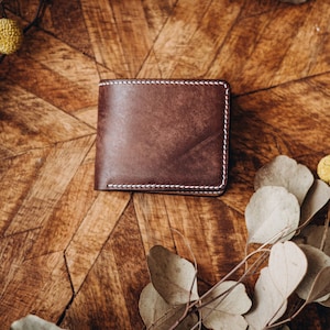 Cartera de cuero plegable, cartera de cuero genuino, cartera de cuero hecha a mano, cartera personalizada, cartera de cuero para hombre