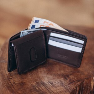 Cartera de cuero hecha a mano, regalos personalizados para él, billetera para hombre, regalo de Navidad imagen 5
