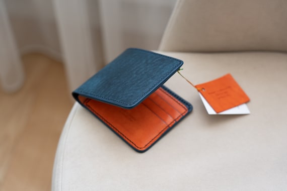 Personalized Full Grain Leather Bifold Wallet for Men, Custom Engraved Mens Wallet, 3rd Anniversary Gift for Husband, Slim Card Holder