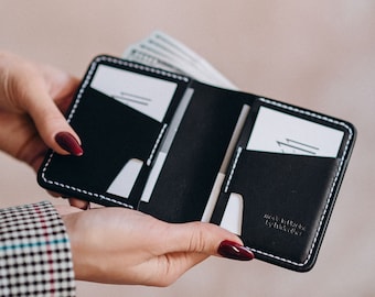 Leather card wallet minimalist, compact leather wallet, slim leather wallet front pocket, personalized leather wallet