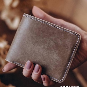 Carteira de couro feita à mão, carteira personalizada masculina, presente de aniversário