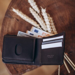 Cartera de cuero hecha a mano, regalos personalizados para él, billetera para hombre, regalo de Navidad imagen 3