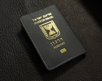 Premium Vegetable Tanned Leather Passport Cover | Personalized Israel Passport Holder | Handmade Travel Gift for Men & Women
