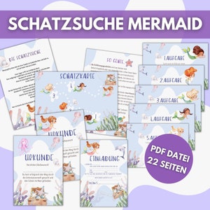 Treasure hunt for children mermaid, simple scavenger hunt for children's birthday parties from 4 years with simple tasks, treasure map, certificates image 3