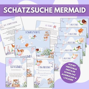 Treasure hunt for children mermaid, simple scavenger hunt for children's birthday parties from 4 years with simple tasks, treasure map, certificates image 5