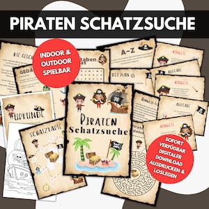 Piraten Schatzsuche Kindergeburtstag Spiele Rätsel Aufgaben Hinweise Schatzkarte Urkunden Einladungen Indoor Outdoor Schnitzeljagd Bild 3