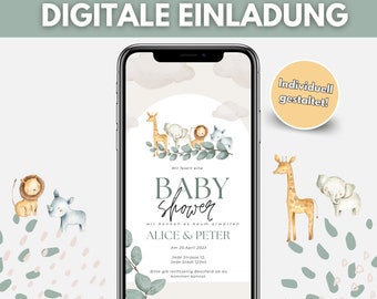 Digital Invitation Baby Shower Safari Eucalyptus | personalized | E-Card Baby Shower | Personalized baby shower invitation