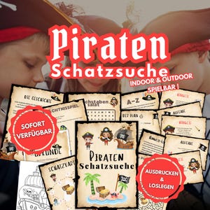 Chasse au trésor des pirates Jeux d'anniversaire pour enfants Puzzles Tâches Indices Carte au trésor Certificats Invitations Chasse au trésor intérieure et extérieure