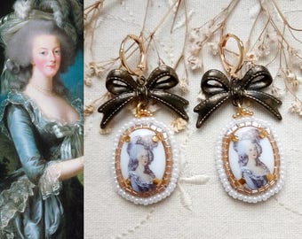 MARÍA ANTONINETTE - Pendientes de inspiración rococó - Cuentas y porcelana - Piezas raras
