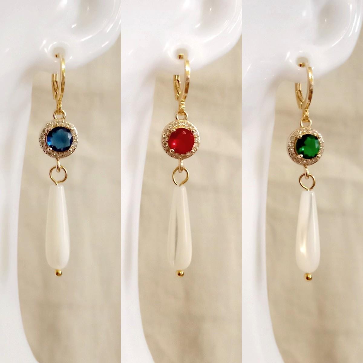 Orecchini Pendenti Ovale In Rame Con Zirconia – Colore Blu Verde, Ipoallergenici, Gioielli Donna Homxi Per Compleanno, Matrimonio, Festa