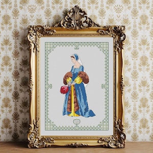PDF - Lady 1520 - Cross Stitch Pattern - Instant Download - Historical Costume Embroidery Collection - Renaissance Period