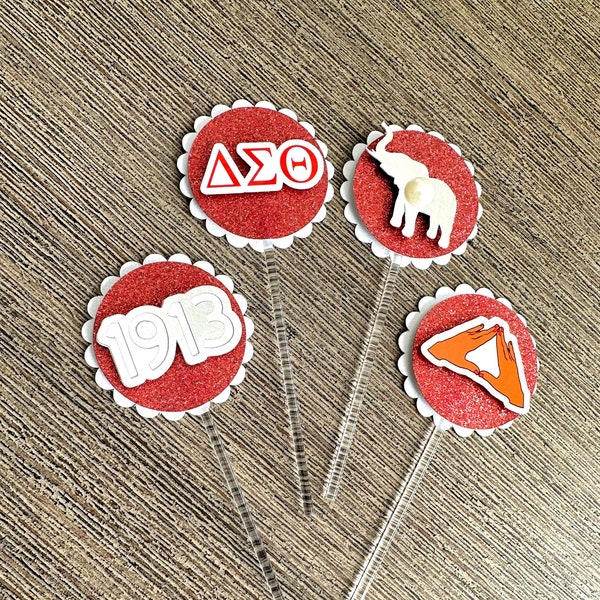 Delta Sigma Theta cupcake toppers