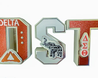 Crimson and White 3D Sorority letters - DST paraphernalia