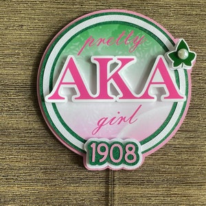 AKA cake topper-aka cupcake topper-aka paraphernalia-aka sorority-aka gifts-aka pinky-pink and green-pretty girls-aka ivy-alpha kappa alpha