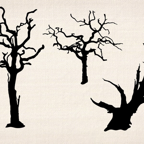 Dead tree svg silhouette - autumn tree trunks vector png cricut file - halloween horror dead tree - instant download - commercial use