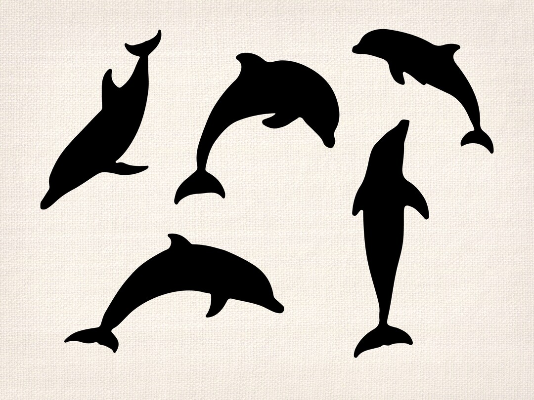 Dolphin Silhouette SVG Vector Clipart Dolphin Shape Cut Files Sea