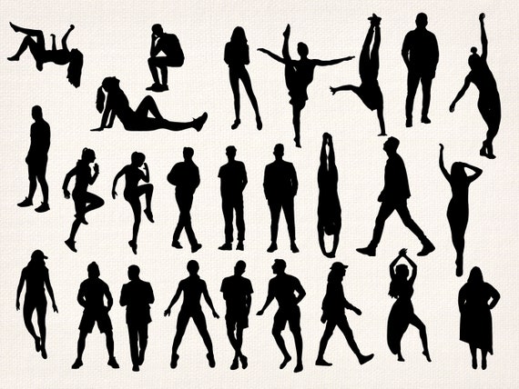 Multiple People Silhouette Svg Human Silhouette Vector Png Cricut Sitting  Standing Running Positions Instant Download - Etsy