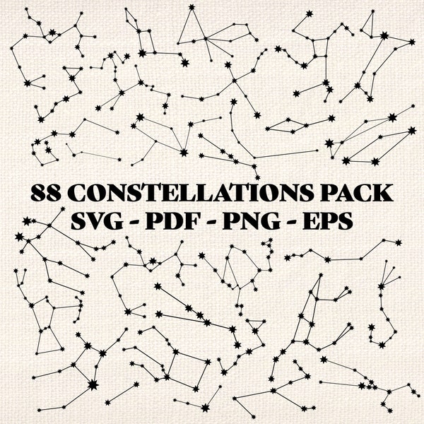 88 constellations svg - vector star space constellations - Every constellations -  digital download - commercial use