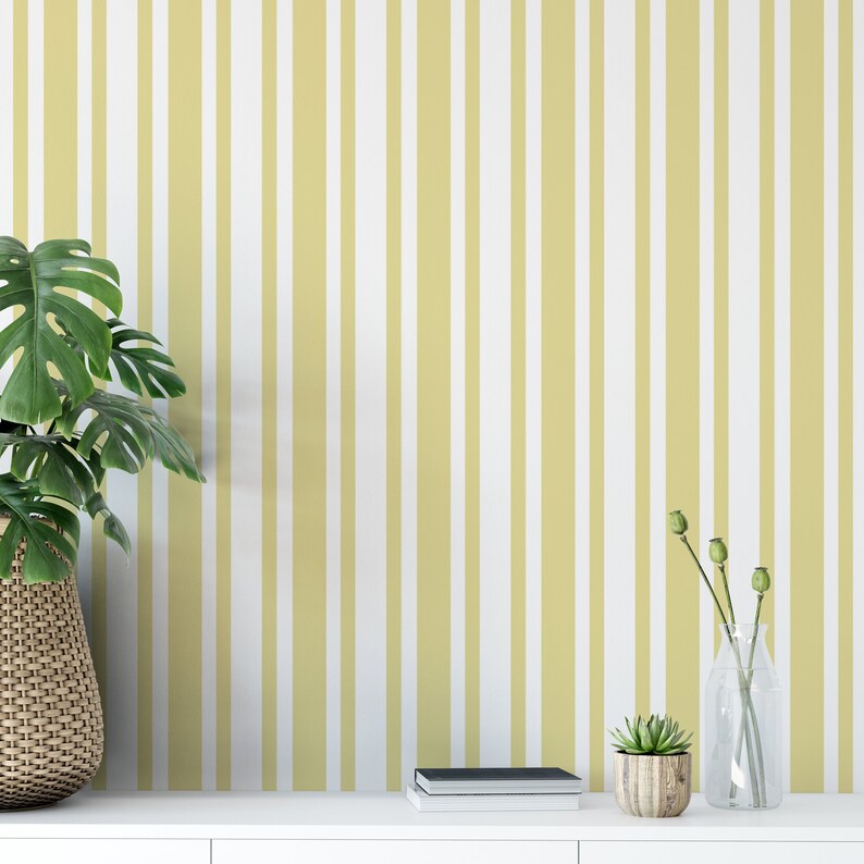 Printable Dollhouse Wallpaper 1:12 Scale Yellow Stripes Digital Paper