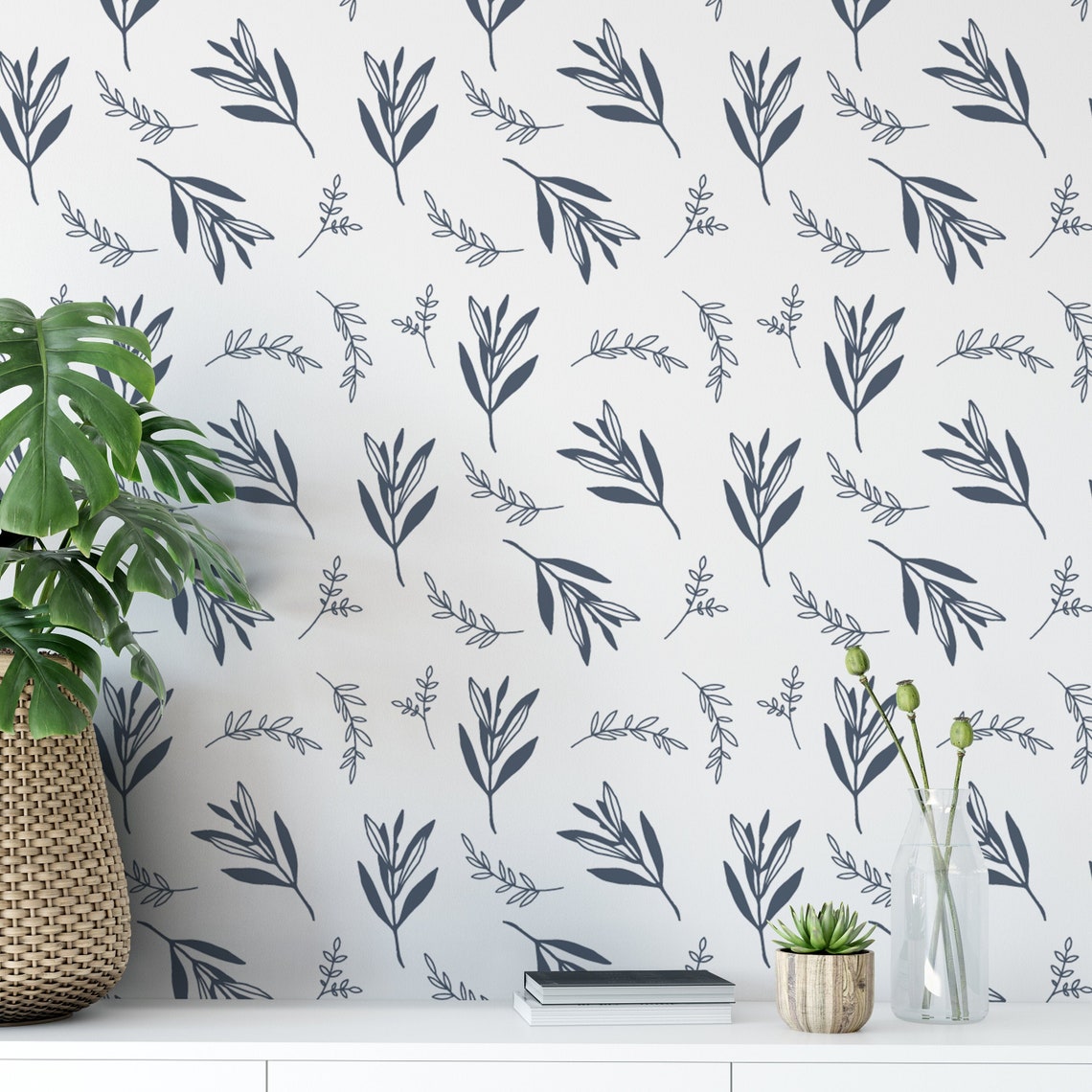 Printable Dollhouse Wallpaper 1:12 Scale Blue/white Floral - Etsy