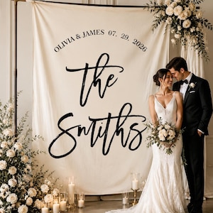 Personalized Wedding Backdrop, Custom Last Name Banner, Ceremony Decor